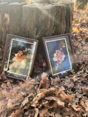 Hand Engraved Glass Vintage Floral Wooden Shadow Box (2 Ever Made)