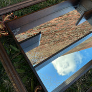 Antique Turn of the Century Shadowbox Mirror Shelving Unit with Hand Engraved Florals