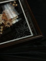 Hand Engraved Glass Vintage Floral Wooden Shadow Box (2 Ever Made)