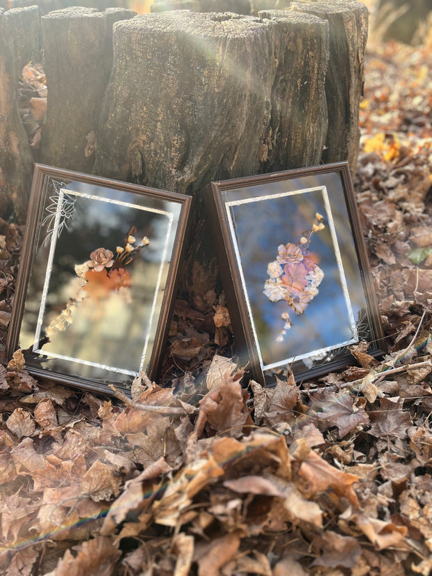 Hand Engraved Glass Vintage Floral Wooden Shadow Box (2 Ever Made)