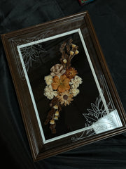 Hand Engraved Glass Vintage Floral Wooden Shadow Box (2 Ever Made)