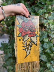 Hand Painted Vintage Rose With Fringe