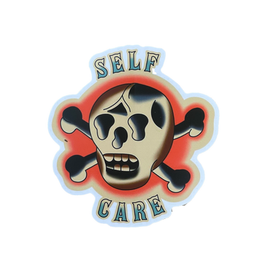 Self Care Skull Sticker