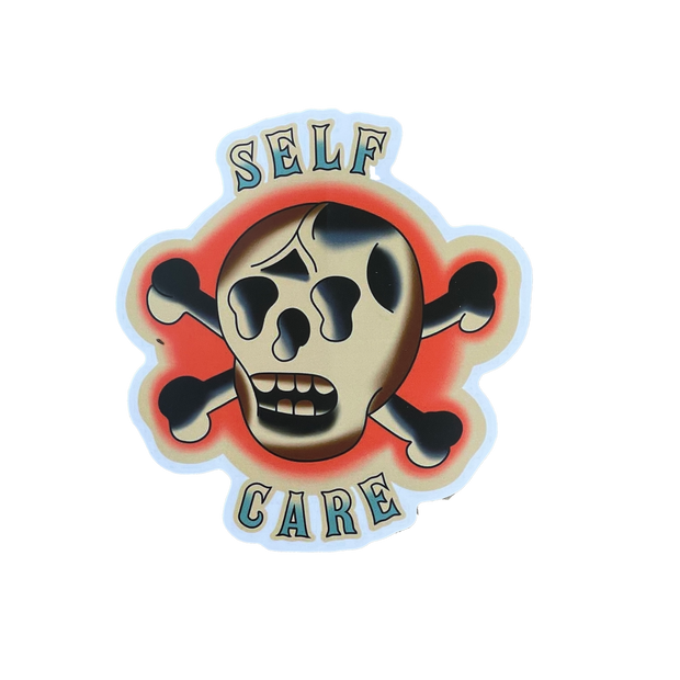 Self Care Skull Sticker