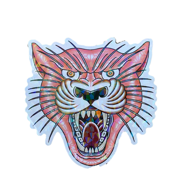 Holographic Geometric Pink Panther Sticker