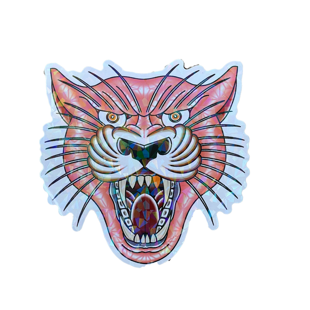 Holographic Geometric Pink Panther Sticker