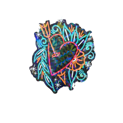 Holographic Neon Heart Sign Sticker