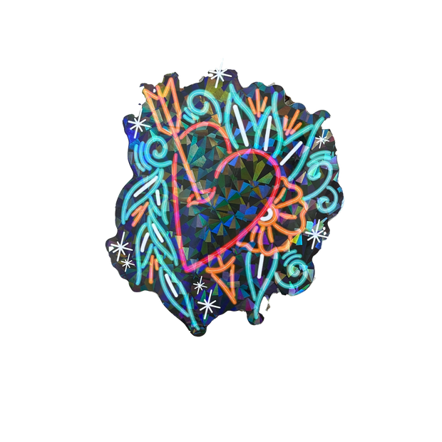 Holographic Neon Heart Sign Sticker