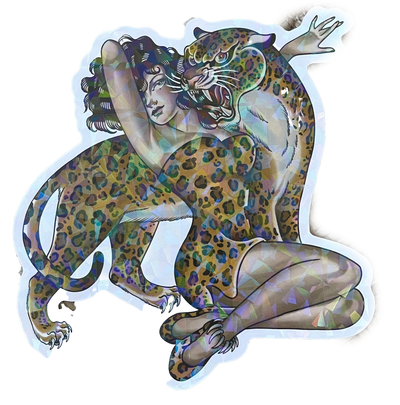 Holographic Cheetah Wrangler Sticker