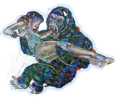 Holographic Gorilla Babe Sticker