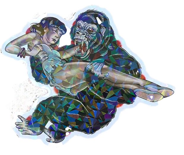 Holographic Gorilla Babe Sticker