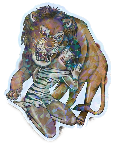 Holographic Lion Wrangler Sticker