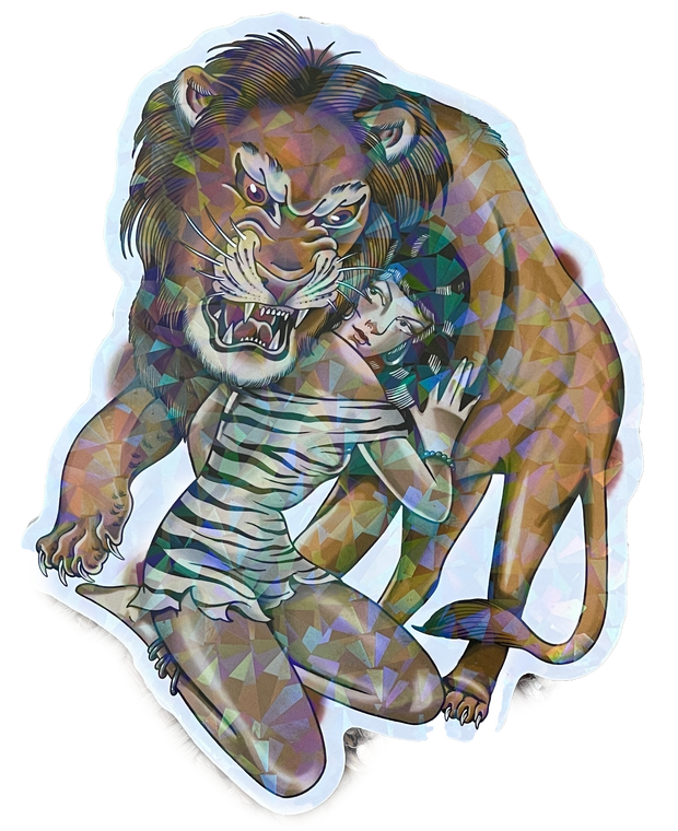 Holographic Lion Wrangler Sticker