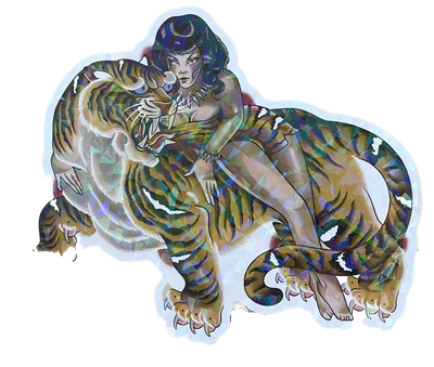 Holographic Tiger Wrangler Sticker